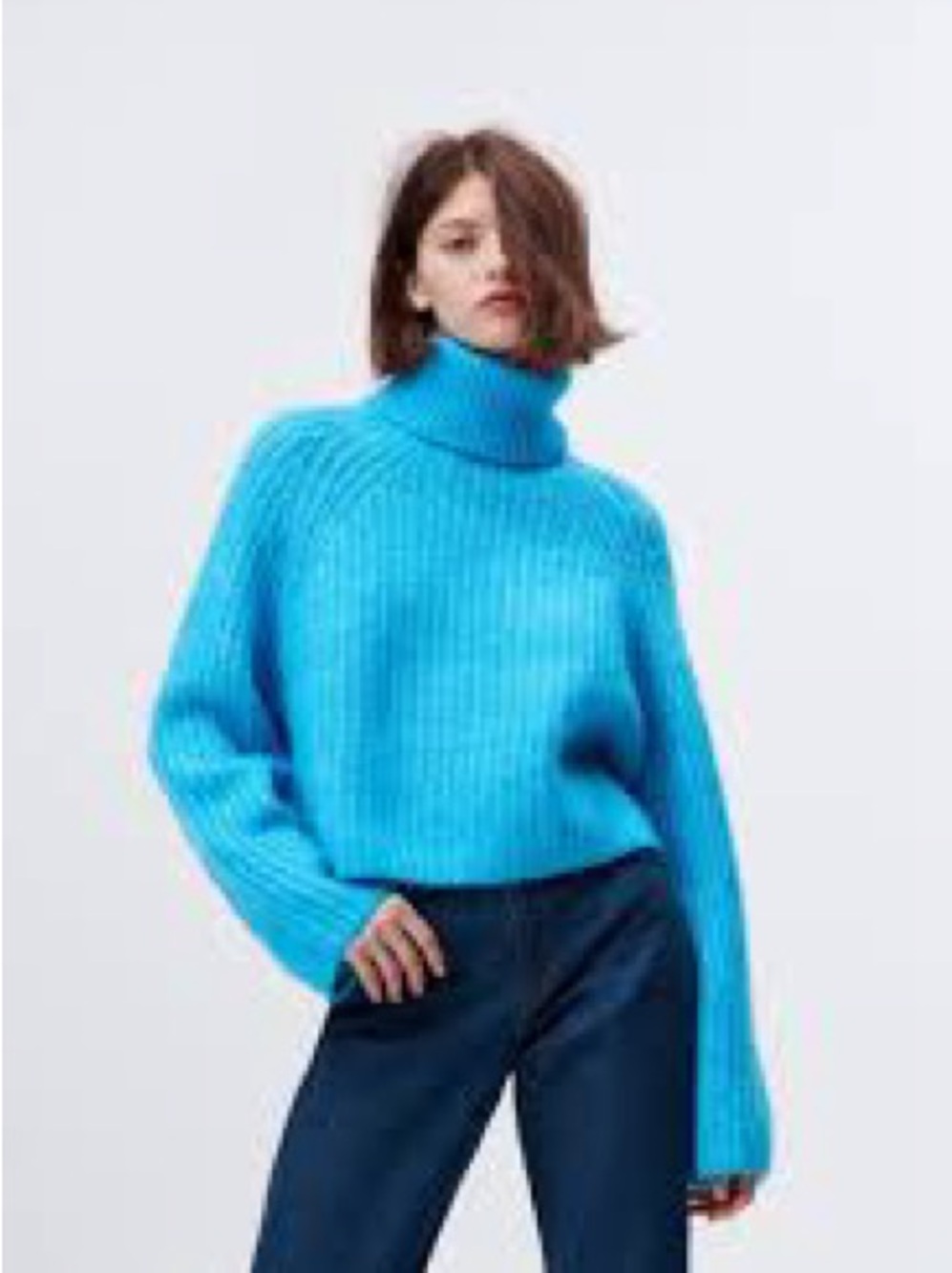 Zara Soft Sky Blue Turtleneck Knit Sweater - Women